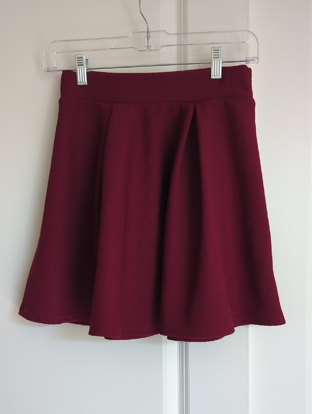 Burgundy High Waist Skater Mini Skirt